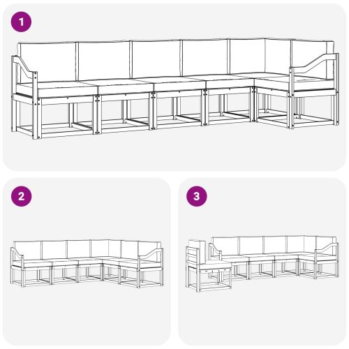 Комплект дивани за открито 6 pcs Натурален и Антрацит