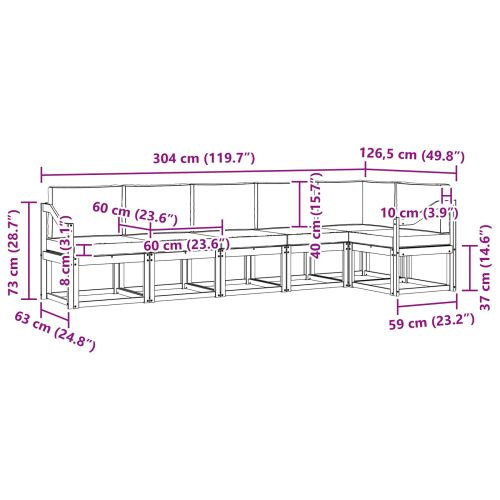 Комплект дивани за открито 6 pcs Натурален и Антрацит