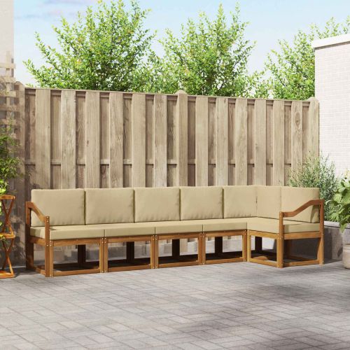 Комплект дивани за открито 6 pcs Натурален и Бежов