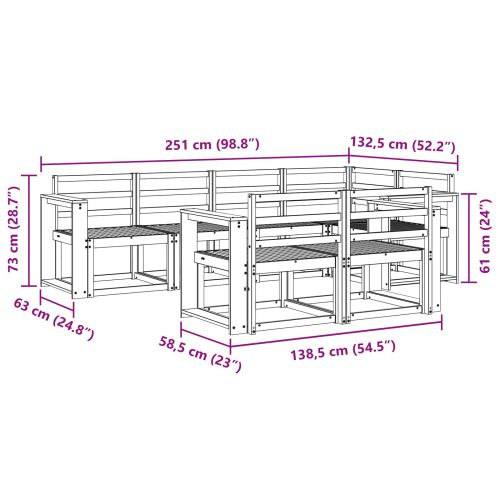 Комплект дивани за открито 7 pcs Естествен
