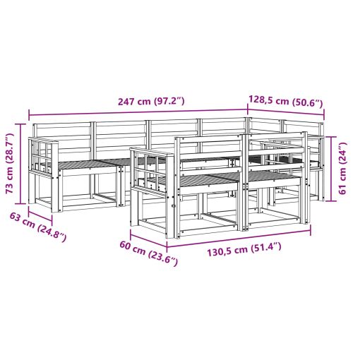 Комплект дивани за открито 7 pcs Естествен