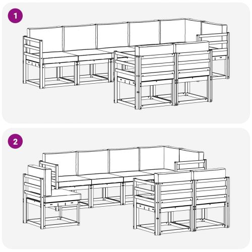 Комплект дивани за открито 8 pcs Натурален и Крема