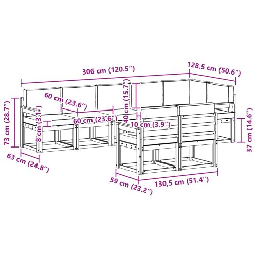 Комплект дивани за открито 8 pcs Натурален и Крема