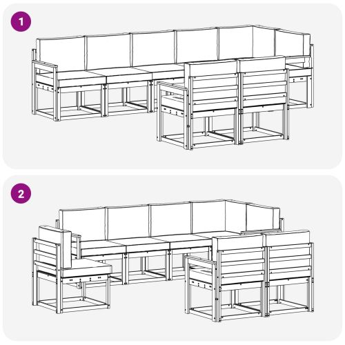 Комплект дивани за открито 8 pcs Естествено и светло сиво
