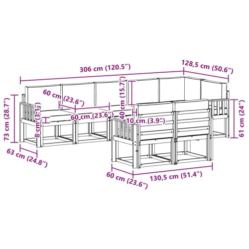 Комплект дивани за открито 8 pcs Натурален и Антрацит