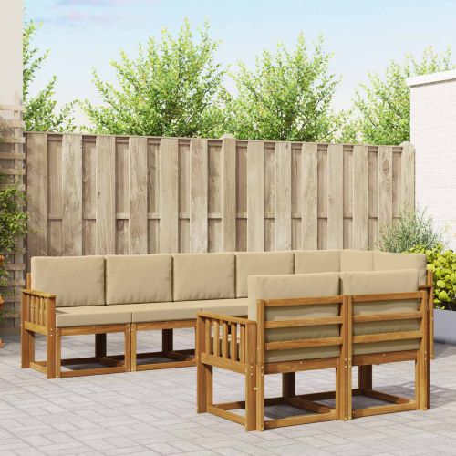 Комплект дивани за открито 8 pcs Натурален и Бежов