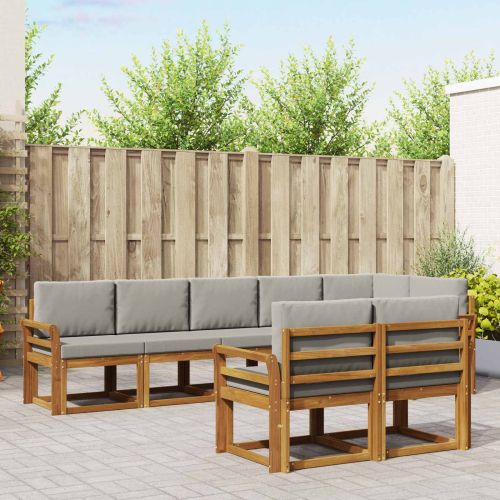 Комплект дивани за открито 8 pcs Естествено и светло сиво