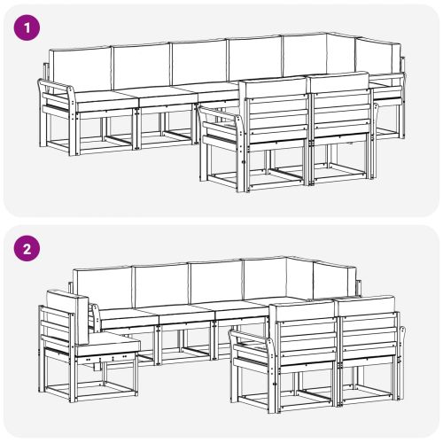 Комплект дивани за открито 8 pcs Натурален и Антрацит