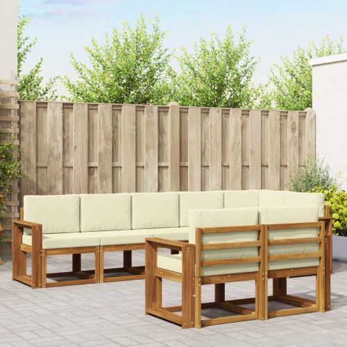 Комплект дивани за открито 8 pcs Натурален и Крема