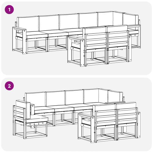Комплект дивани за открито 8 pcs Натурален и Крема