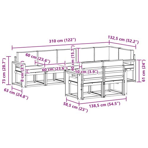 Комплект дивани за открито 8 pcs Натурален и Крема