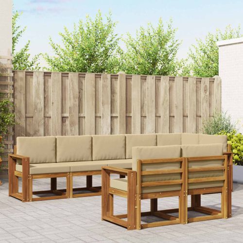 Комплект дивани за открито 8 pcs Натурален и Бежов