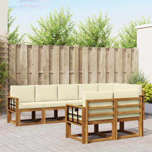 Комплект дивани за открито 8 pcs Натурален и Крема