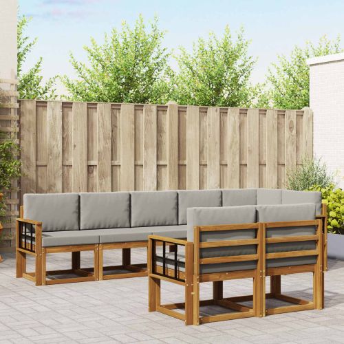 Комплект дивани за открито 8 pcs Естествено и светло сиво