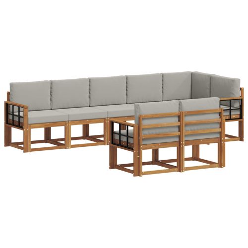 Комплект дивани за открито 8 pcs Естествено и светло сиво