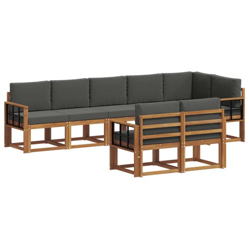 Комплект дивани за открито 8 pcs Натурален и Антрацит