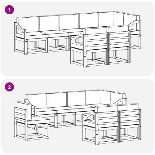 Комплект дивани за открито 8 pcs Естествено и светло сиво