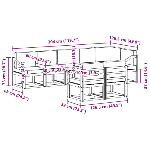 Комплект дивани за открито 8 pcs Натурален и Антрацит
