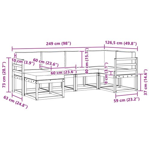Комплект дивани с възглавница 6 pcs Естествено и светло сиво
