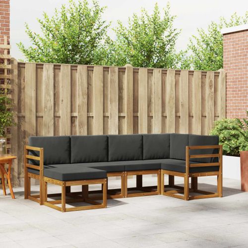 Комплект дивани с възглавница 6 pcs Натурален и Антрацит