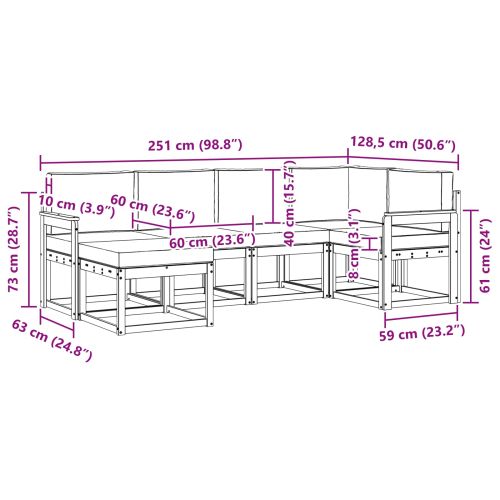 Комплект дивани за открито 6 pcs Натурален и Бежов