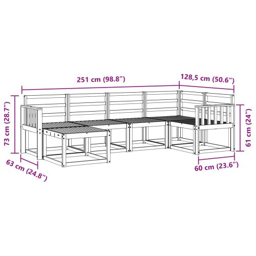 Комплект дивани за открито 6 pcs Естествен