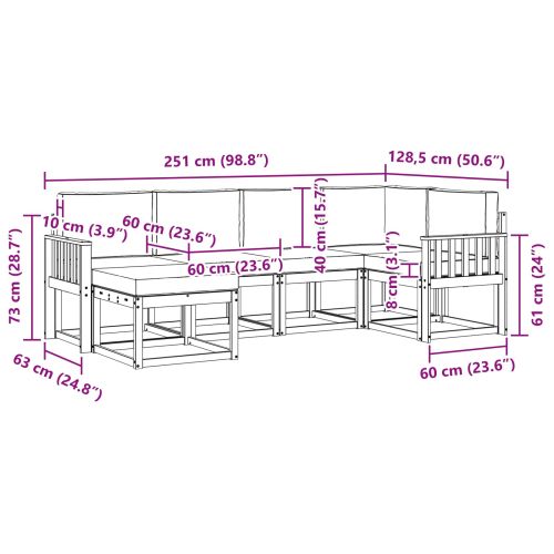 Комплект дивани за открито 6 pcs Натурален и Крема