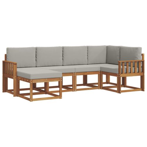 Комплект дивани за открито 6 pcs Естествено и светло сиво