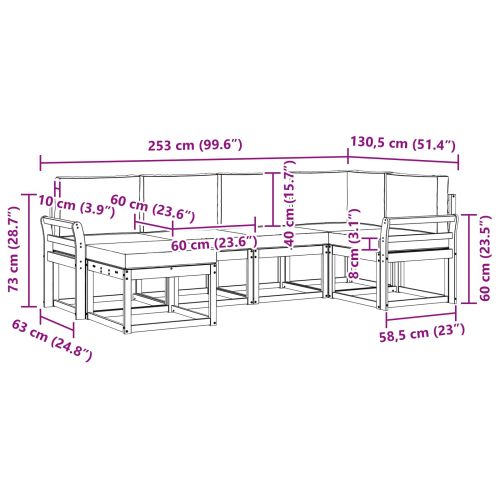 Комплект дивани за открито 6 pcs Натурален и Бежов