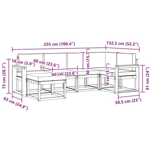 Комплект дивани за открито 6 pcs Естествено и светло сиво