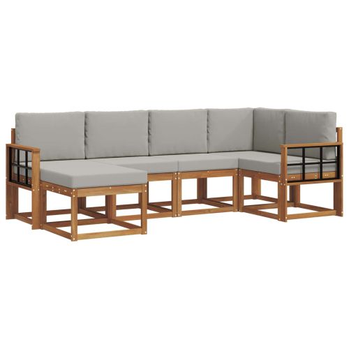 Комплект дивани за открито 6 pcs Естествено и светло сиво