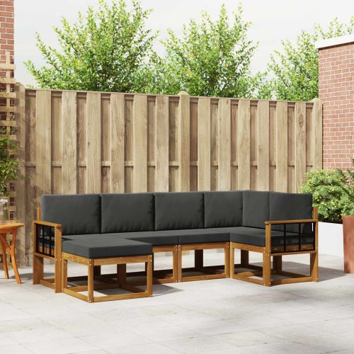 Комплект дивани за открито 6 pcs Натурален и Антрацит