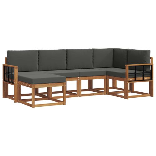 Комплект дивани за открито 6 pcs Натурален и Антрацит