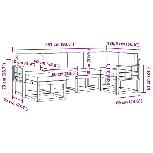 Комплект дивани за открито 6 pcs Натурален и Антрацит