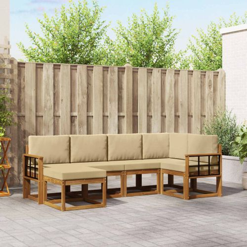 Комплект дивани за открито 6 pcs Натурален и Бежов