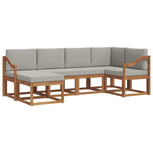 Комплект дивани за открито 6 pcs Естествено и светло сиво