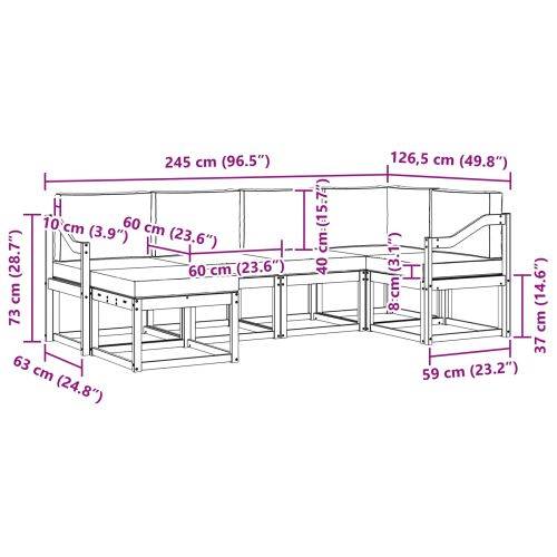 Комплект дивани за открито 6 pcs Естествено и светло сиво