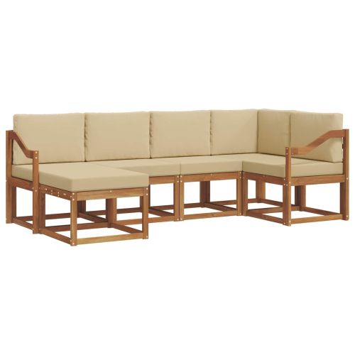 Комплект дивани за открито 6 pcs Натурален и Бежов