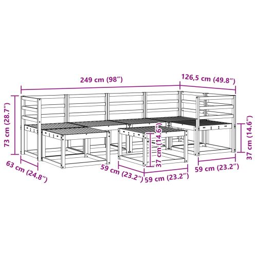 Комплект дивани за открито 7 pcs Естествен