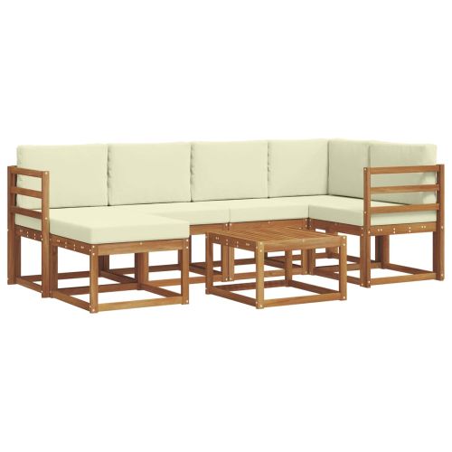 Комплект дивани за открито 7 pcs Натурален и Крема