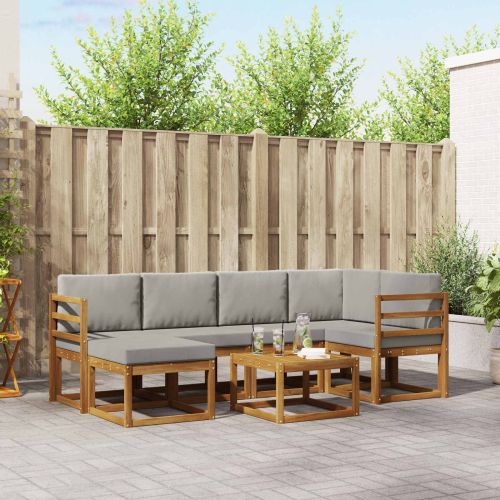 Комплект дивани за открито 7 pcs Естествено и светло сиво