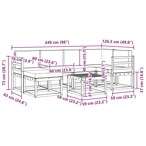 Комплект дивани за открито 7 pcs Естествено и светло сиво