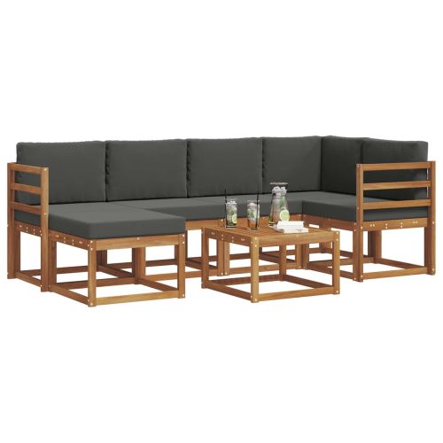 Комплект дивани за открито 7 pcs Натурален и Антрацит