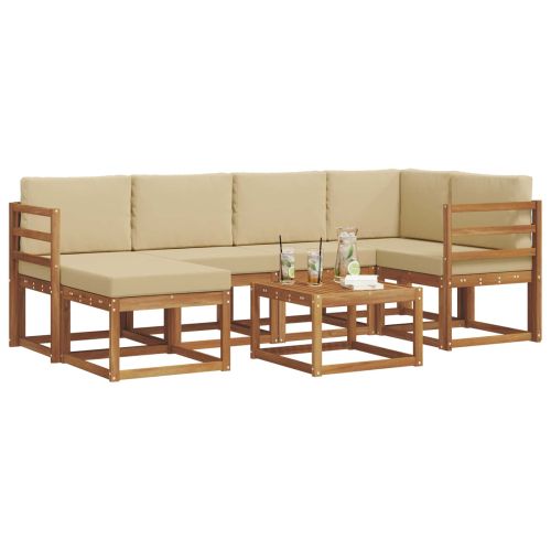 Комплект дивани за открито 7 pcs Натурален и Бежов