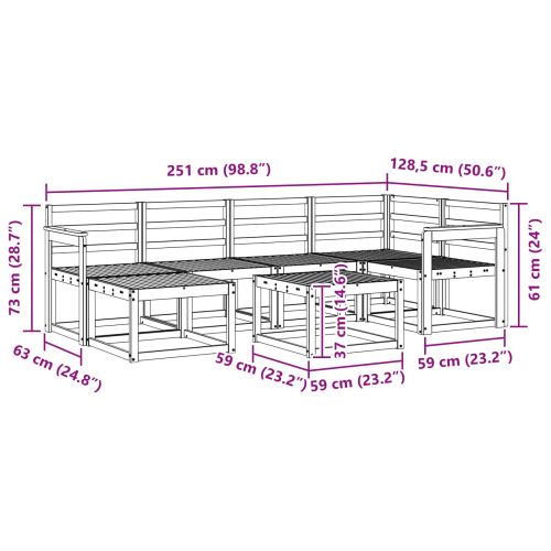 Комплект дивани за открито 7 pcs Естествен