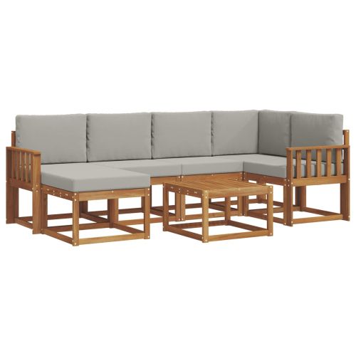 Комплект дивани за открито 7 pcs Естествено и светло сиво