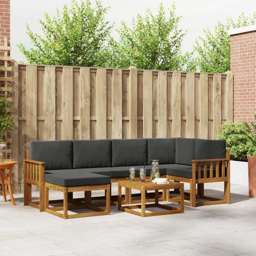 Комплект дивани за открито 7 pcs Натурален и Антрацит