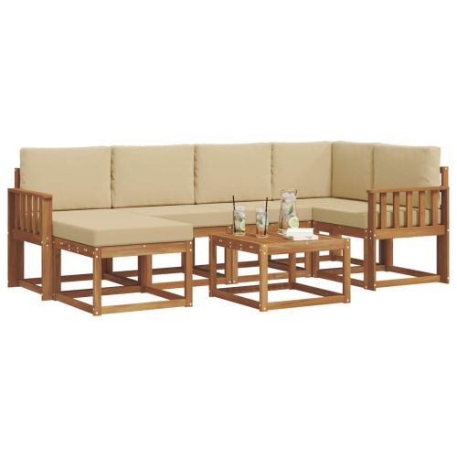Комплект дивани за открито 7 pcs Натурален и Бежов