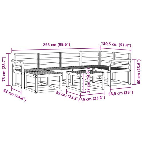 Комплект дивани за открито 7 pcs Естествен