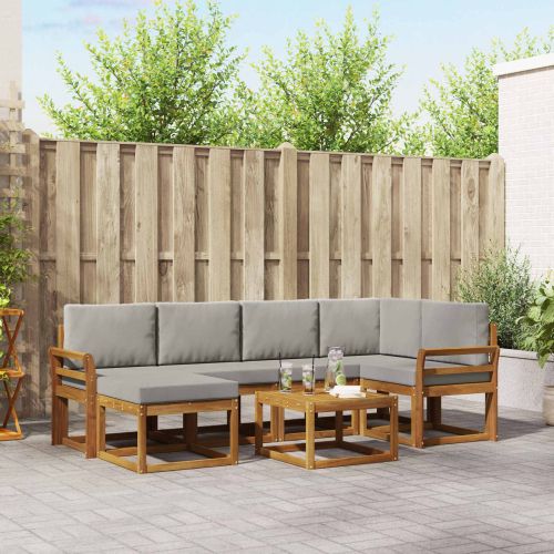 Комплект дивани за открито 7 pcs Естествено и светло сиво